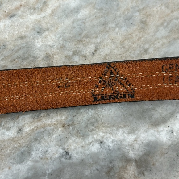 Leegin Men’s Leather Belt 32 with solid brass buckle brown - Picture 11 of 16